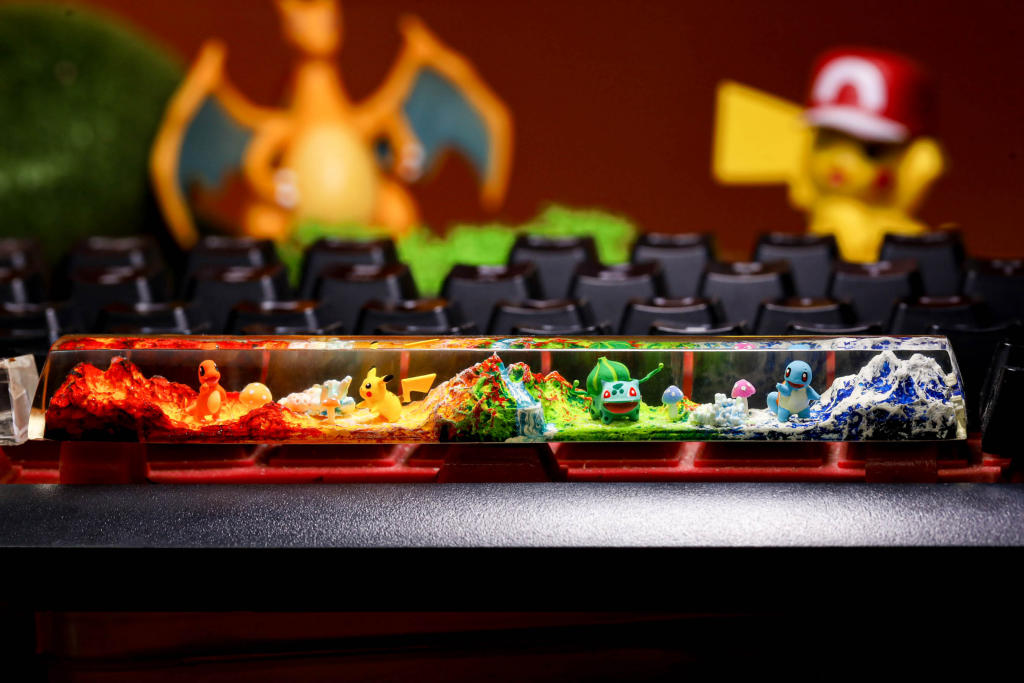 Rayquaza spacebar, custom space bar, pokemon spacebar, deals artisan spacebar, resin spacebar, spacebar keycaps, pokemon keycaps, spacebar anime