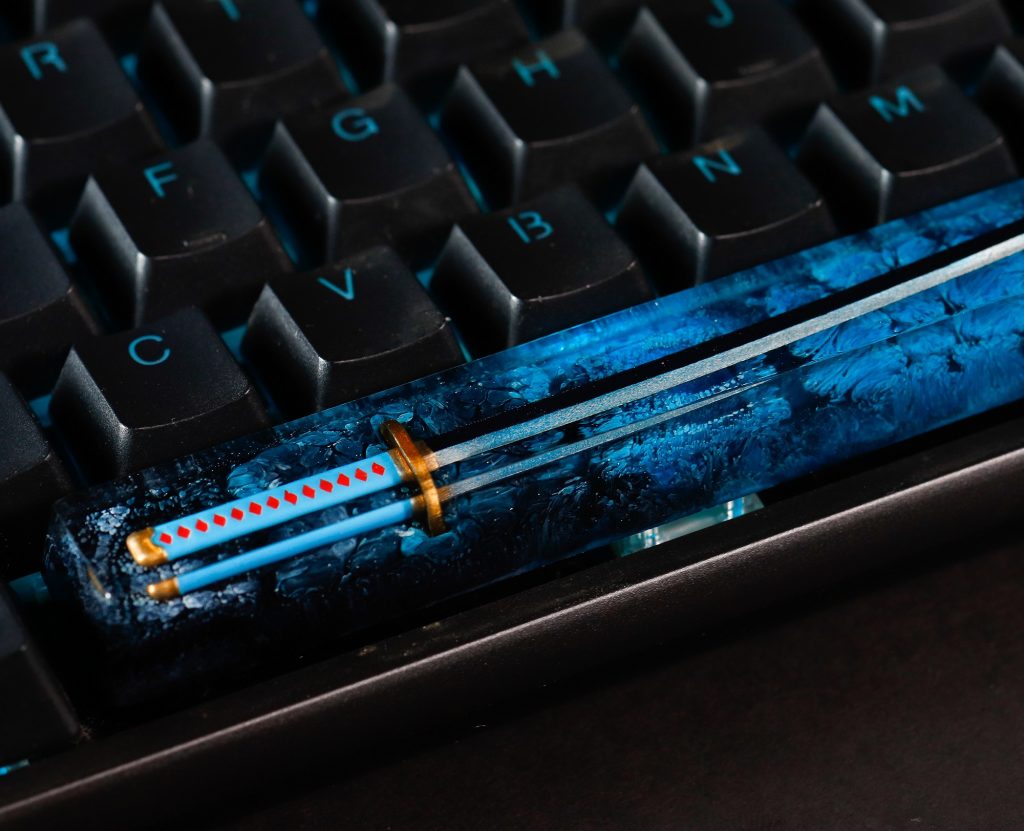 Blue katana spacebar keycap