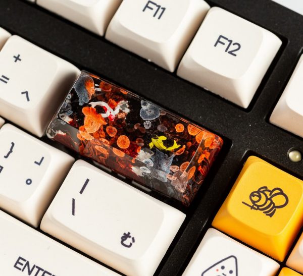 Black and orange koi artisan keycap