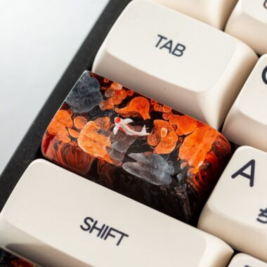 Black and orange koi artisan keycap