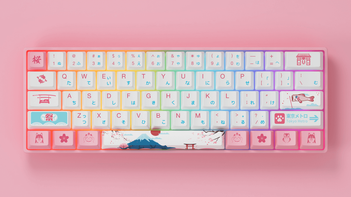 Pink ANSI layout keyboard