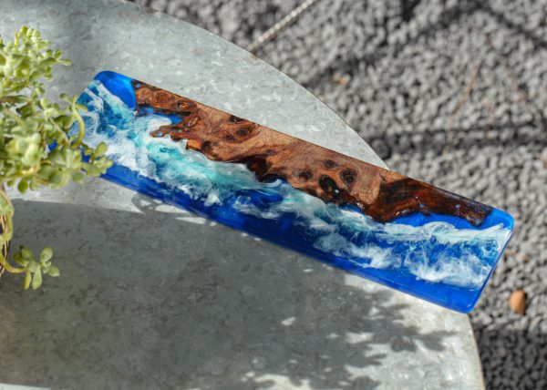 Blue wood and resin wrist rest
