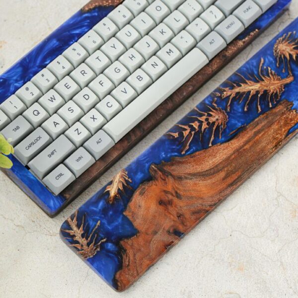 Blue wood and resin wrist rest