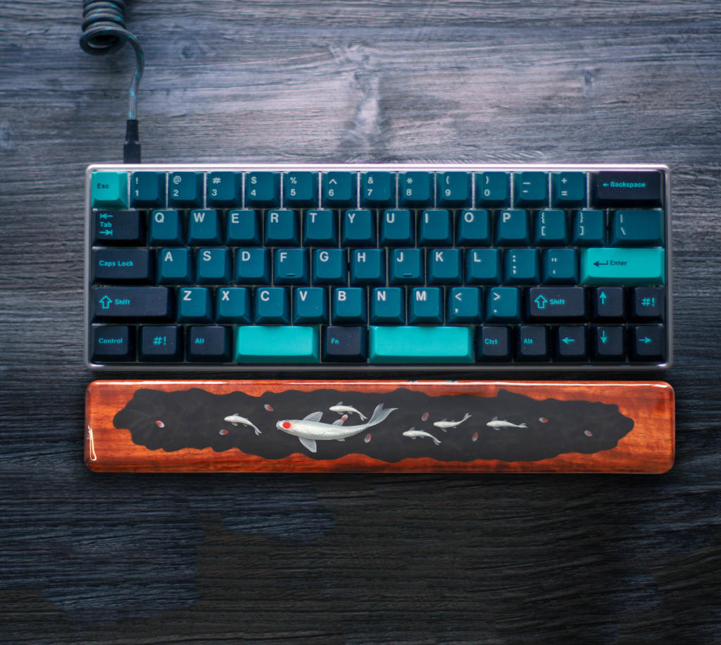 Koi resin and wood wrist rest