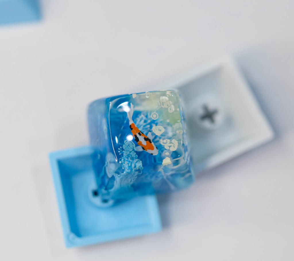 Skyblue Koi Artisan Keycap Bluesky koi keycap
