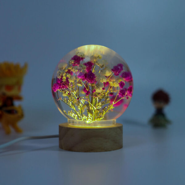 Babys Breath Flower in Glass Night Lamp