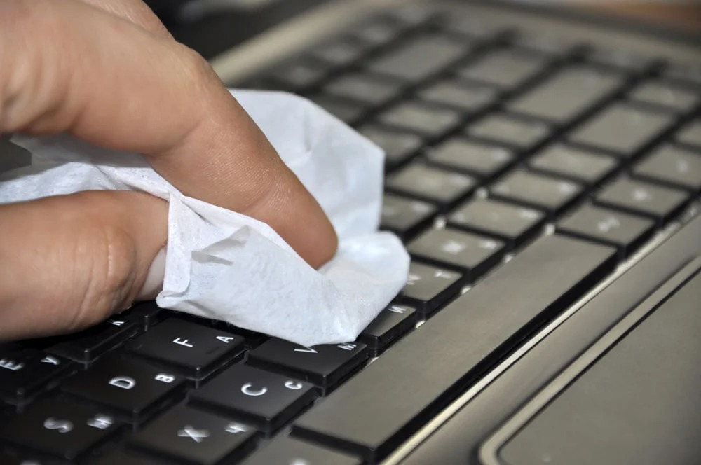 Use Paper Towel To Wipe The Keyboard