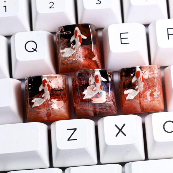 Black and Red koi keycap