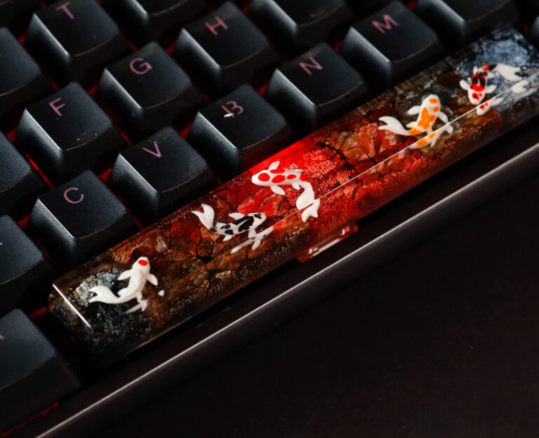 Black and Red Koi keycap 11 Black and Red Koi resin spacebar