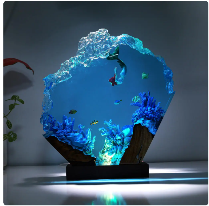 Mermaid In Coral Reef Night Light 1 Mermaid in coral reef night light