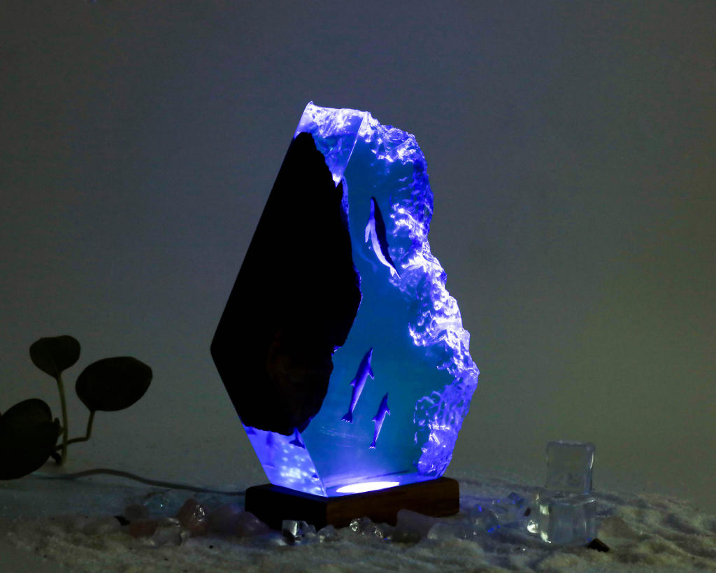 Humpback whale and dolphin night light