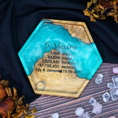5th Anniversary Gift Resin Ring Tray