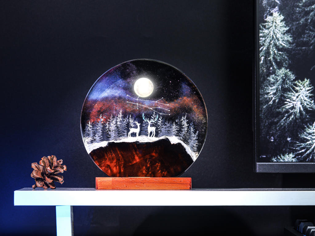 Deer In Enchanted Forest Epoxy Lamp Deer in enchanted forest epoxy lamp