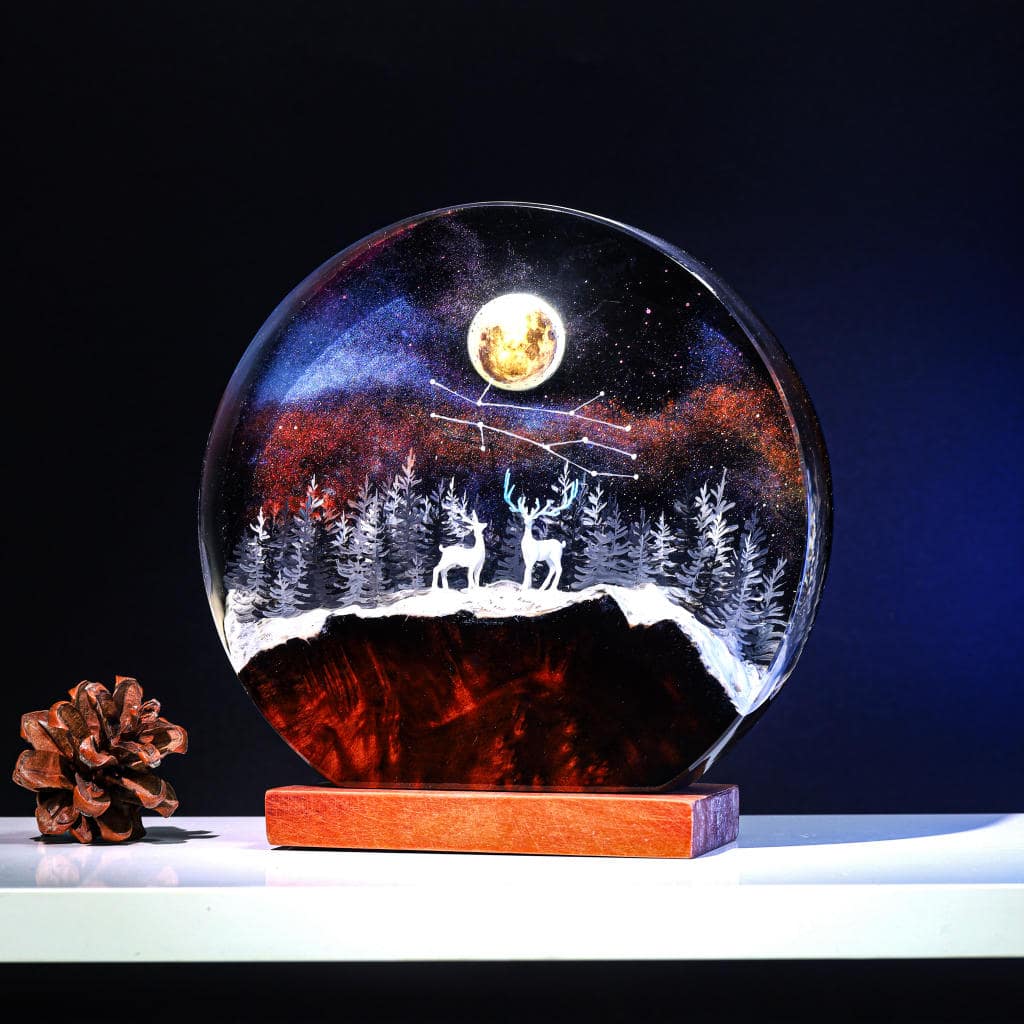 Deer In Enchanted Forest Epoxy Lamp Deer in enchanted forest epoxy lamp