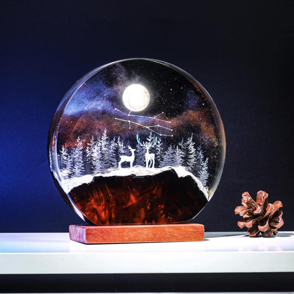 Deer In Enchanted Forest Epoxy Lamp Deer in enchanted forest epoxy lamp