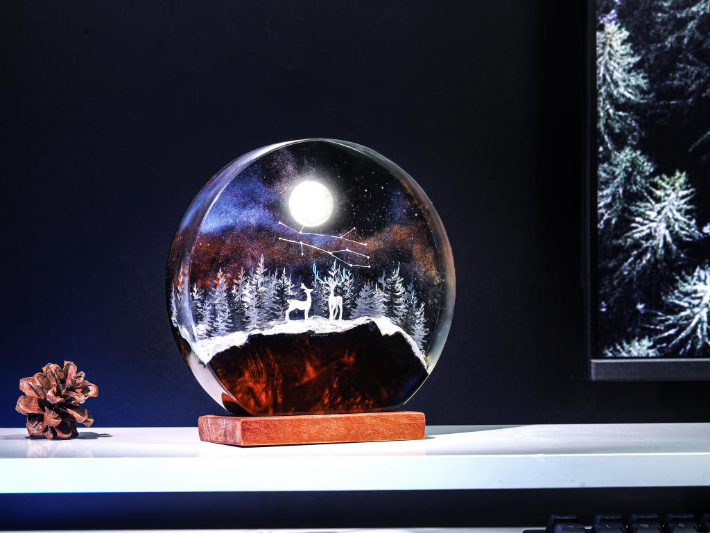 Deer In Enchanted Forest Epoxy Lamp Deer in enchanted forest epoxy lamp