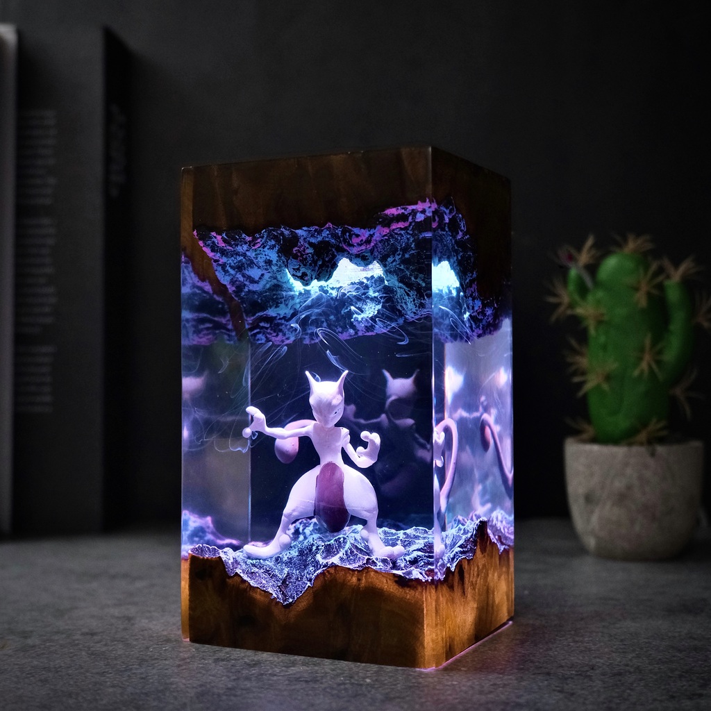 MEW and MEWTWO Epoxy Lamp 9 Pokemon Mew Mewtwo Epoxy Resin Lamp