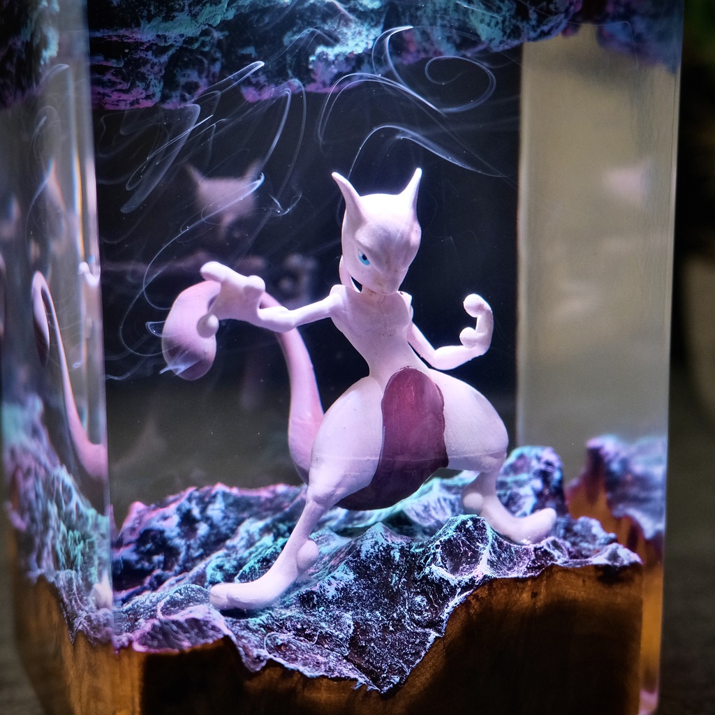 MEW and MEWTWO Epoxy Lamp 7 Mew and Mewtwo LED Table Lamp