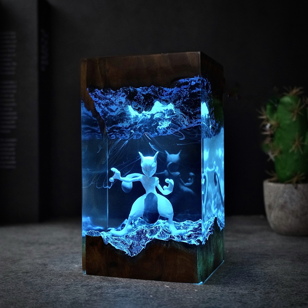 MEW and MEWTWO Epoxy Lamp 5 Mew vs Mewtwo Resin Desk Lamp
