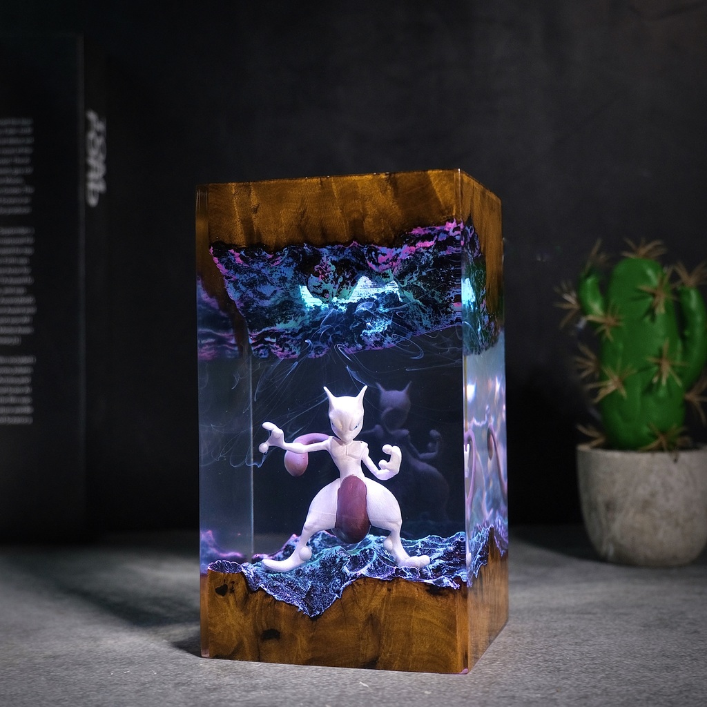 MEW and MEWTWO Epoxy Lamp 3 Custom Pokemon Epoxy Night Lamp