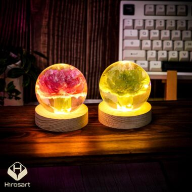 Carnation Flower Sphere Resin Lamp
