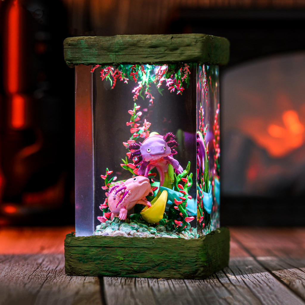 Swimming Axolotl Epoxy Lamp Ver 2 6 Axolotl Night Light