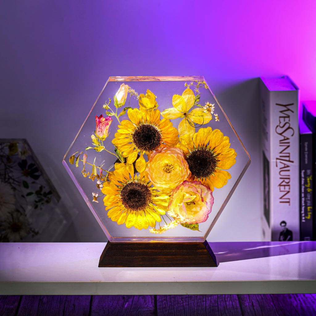 Hexagon-Real-Sunflower-Night-