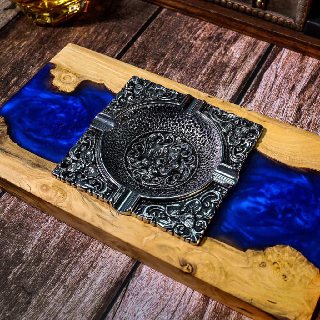 Blue River Resin Wood Ashtray 8 Blue River Resin Wood Ashtray