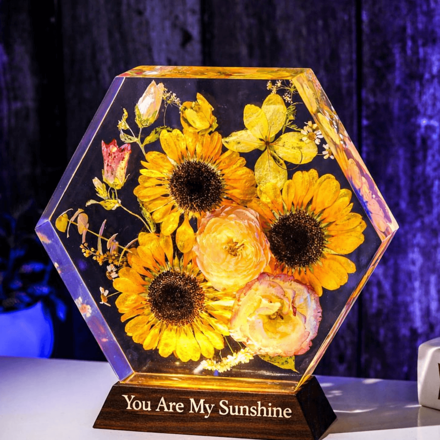 ミュージシャン FANTASTICS LIGHT CUSTOM PARTS SUNFLOWER hexagon-real-sunflower-epoxy-