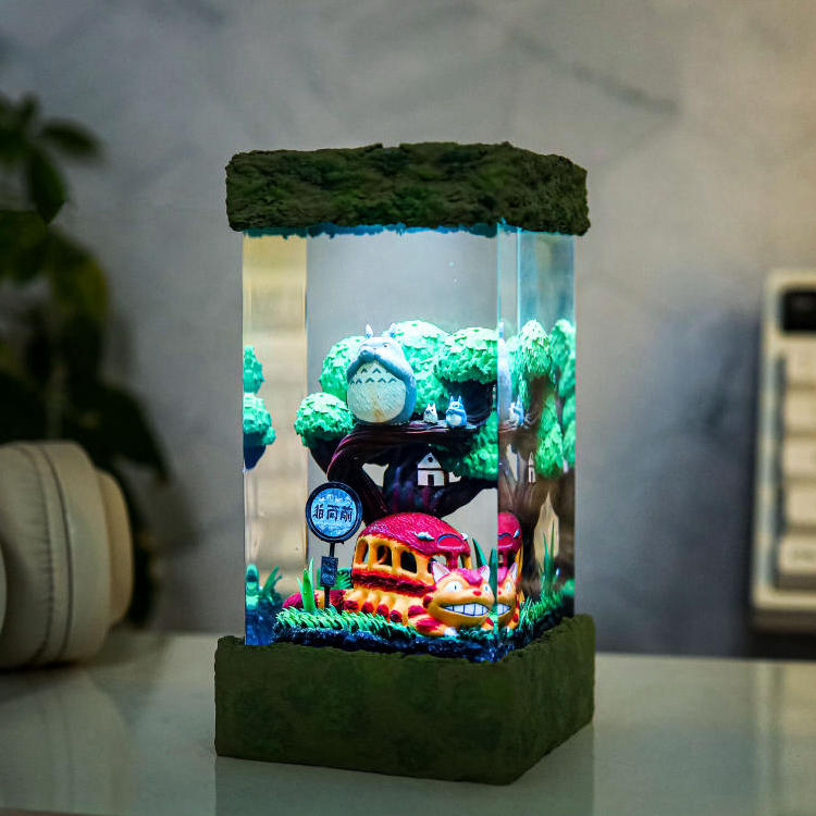 Lamp Totoro - front view with colorful LED lighting