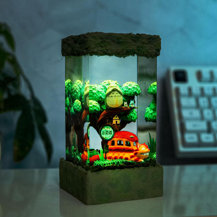 My Neighbor Totoro lamp - front view in a cozy setting