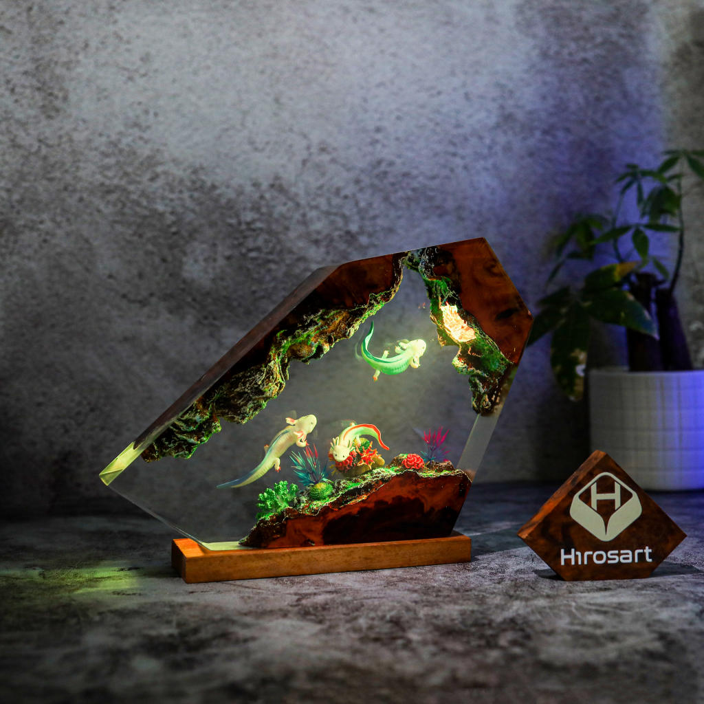 Swimming Axolotl Epoxy Lamp Ver 3 Swimming axolotl epoxy lamp ver 3
