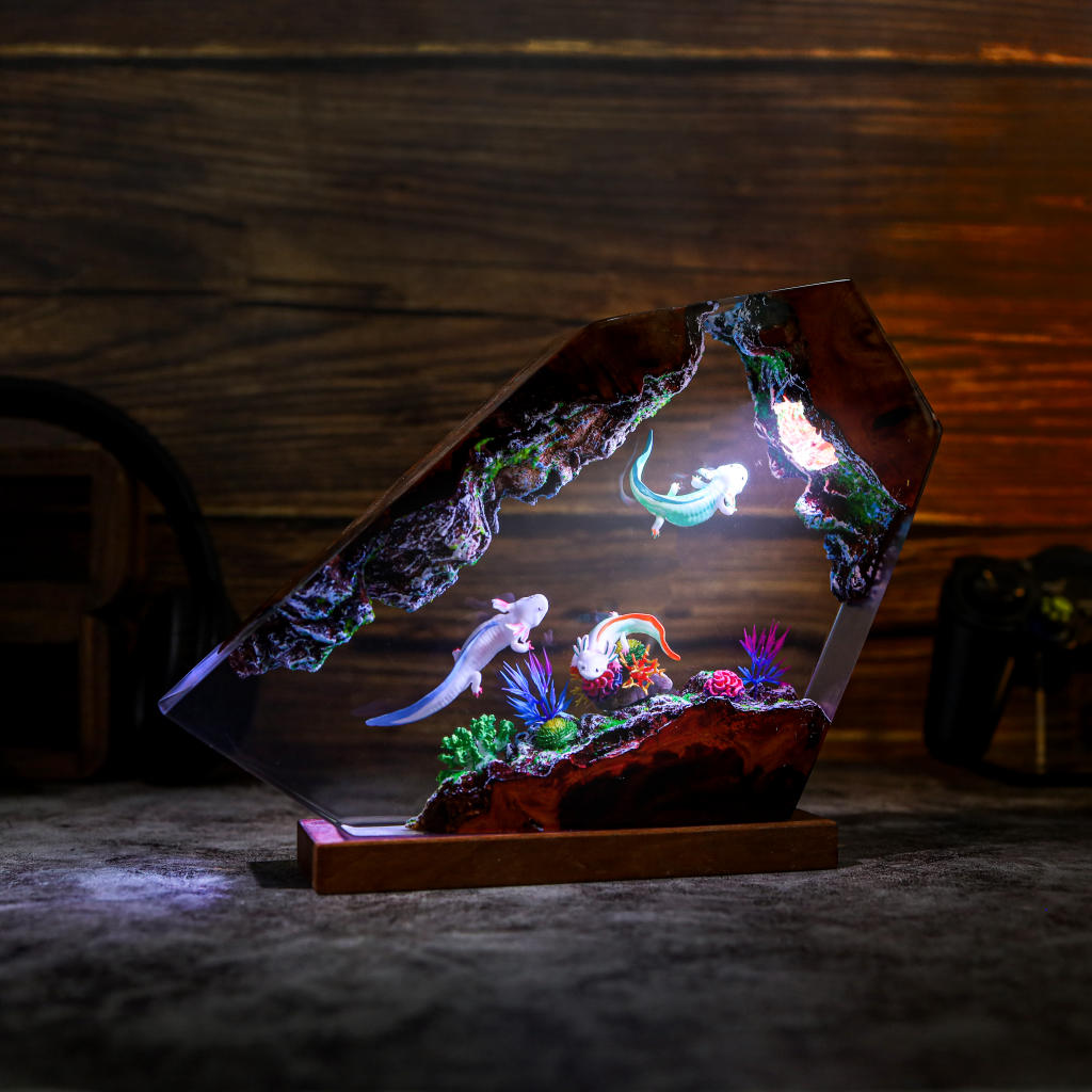 Swimming Axolotl Epoxy Lamp Ver 3 Swimming axolotl epoxy lamp ver 3