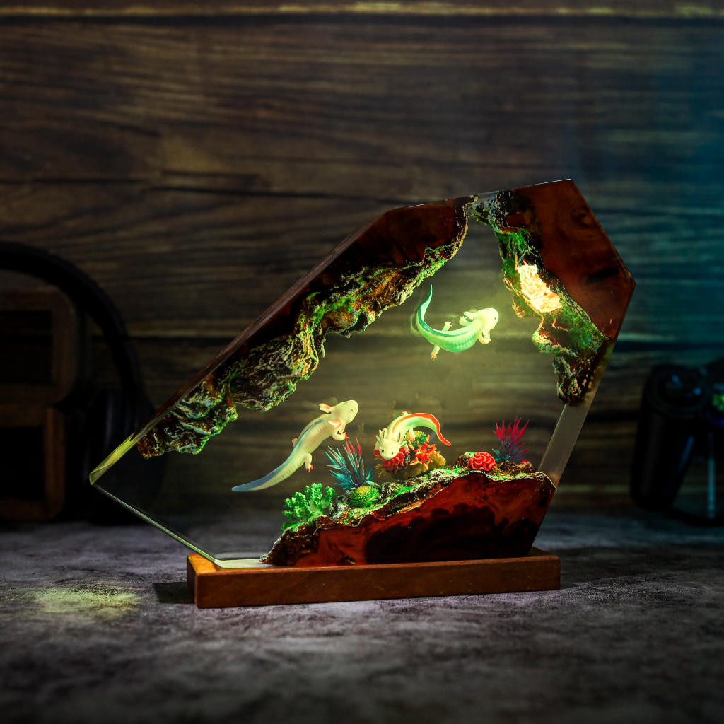 Swimming Axolotl Epoxy Lamp Ver 3 Swimming axolotl epoxy lamp ver 3