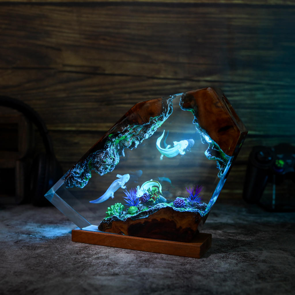 Swimming Axolotl Epoxy Lamp Ver 3 Swimming axolotl epoxy lamp ver 3
