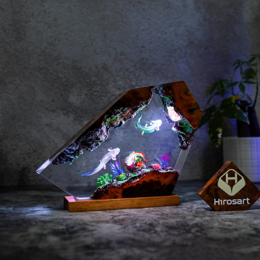 Swimming Axolotl Epoxy Lamp Ver 3 Swimming axolotl epoxy lamp ver 3