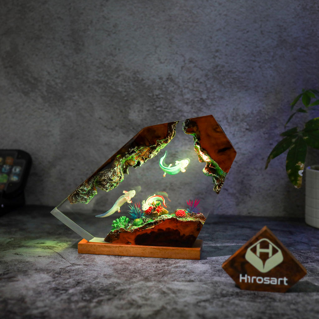 Swimming Axolotl Epoxy Lamp Ver 3 Swimming axolotl epoxy lamp ver 3