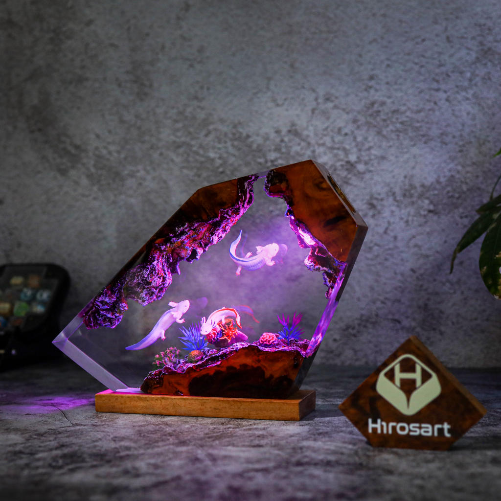 Swimming Axolotl Epoxy Lamp Ver 3 Swimming axolotl epoxy lamp ver 3