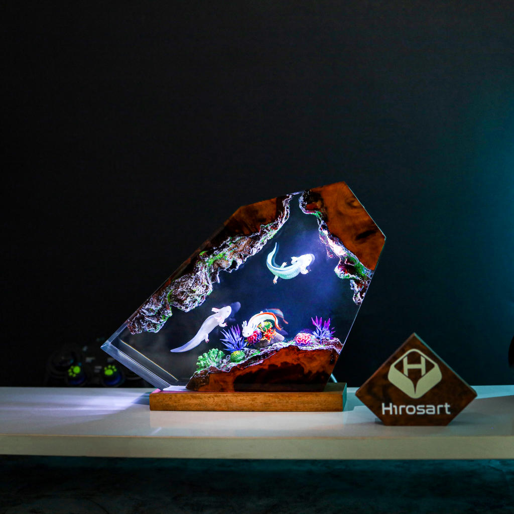 Swimming Axolotl Epoxy Lamp Ver 3 Swimming axolotl epoxy lamp ver 3