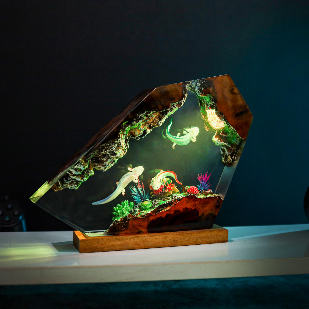 Swimming Axolotl Epoxy Lamp Ver 3 Swimming axolotl epoxy lamp ver 3