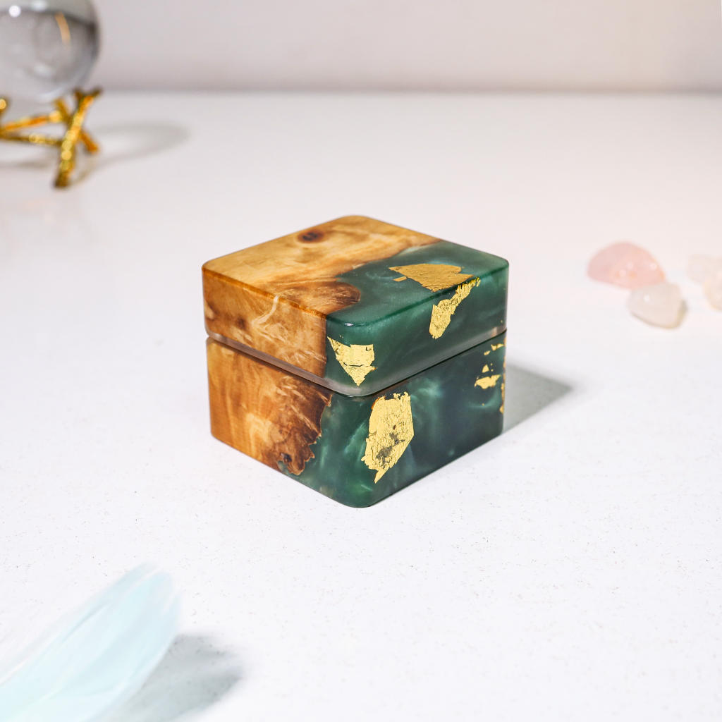 Square Emerald Green Resin Engagement Ring Box 10 Square Teal Green Resin Engagement Ring Box
