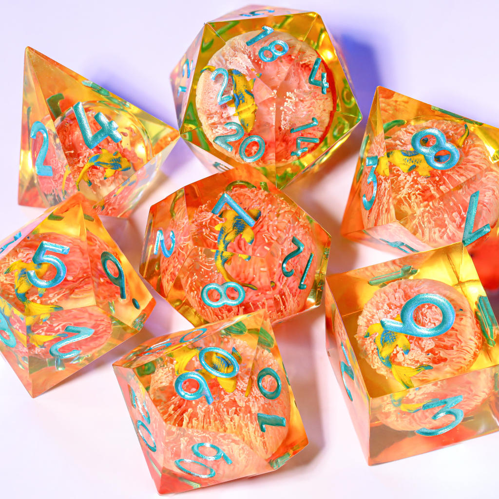Orange Koi Resin DnD Dice 3 Orange Koi Resin DnD Dice