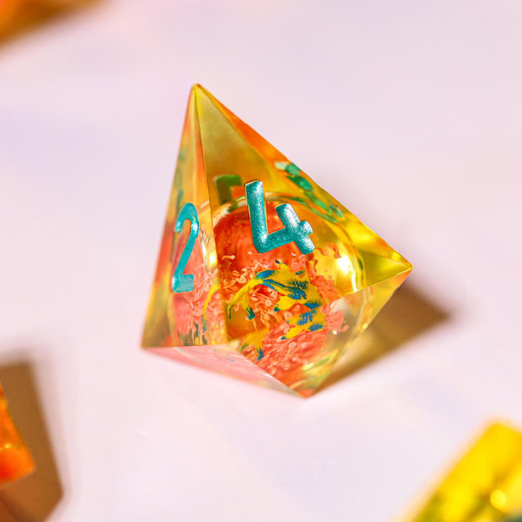 Orange Koi Resin DnD Dice 2 Orange Koi Resin DnD Dice