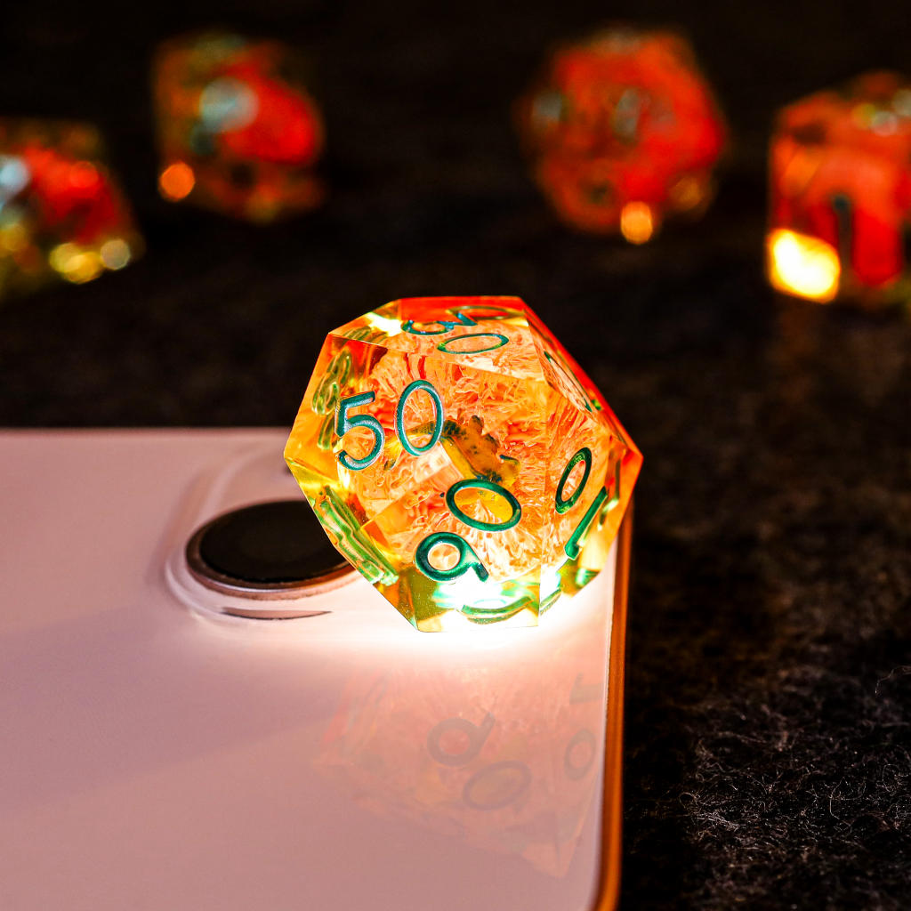 Orange Koi Resin DnD Dice 8 Orange Koi Resin DnD Dice