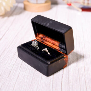 Custom Black Rectangular Resin Double Ring Box