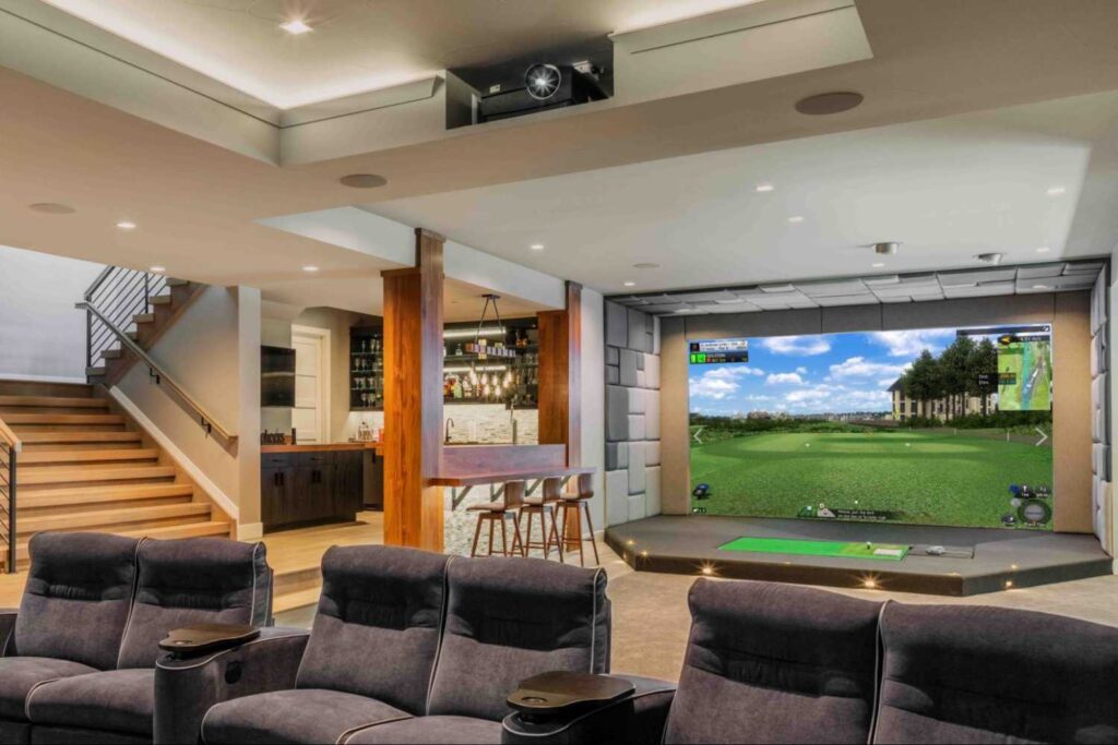 37+ Best Basement Game Room Ideas For Your Space 51 A golf simulator delivers a realistic playing experience at home