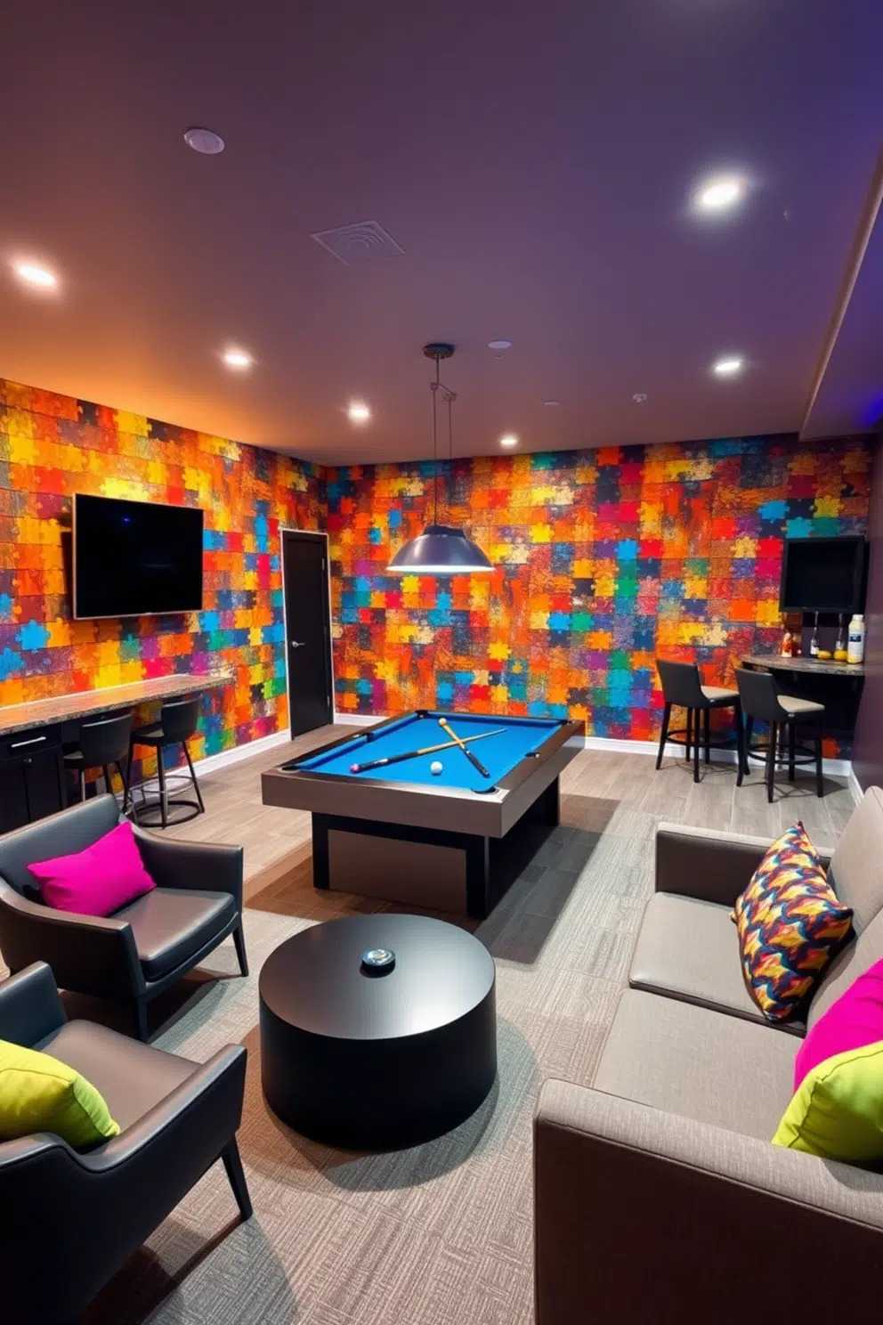 37+ Best Basement Game Room Ideas For Your Space 28 Bright colors help visually expand the space and provide strong accents