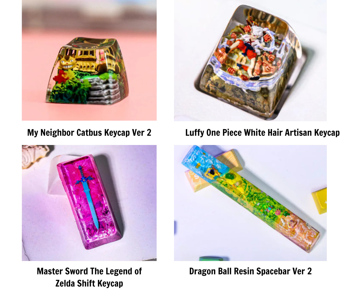Diverse Anime keycaps from Hirosart