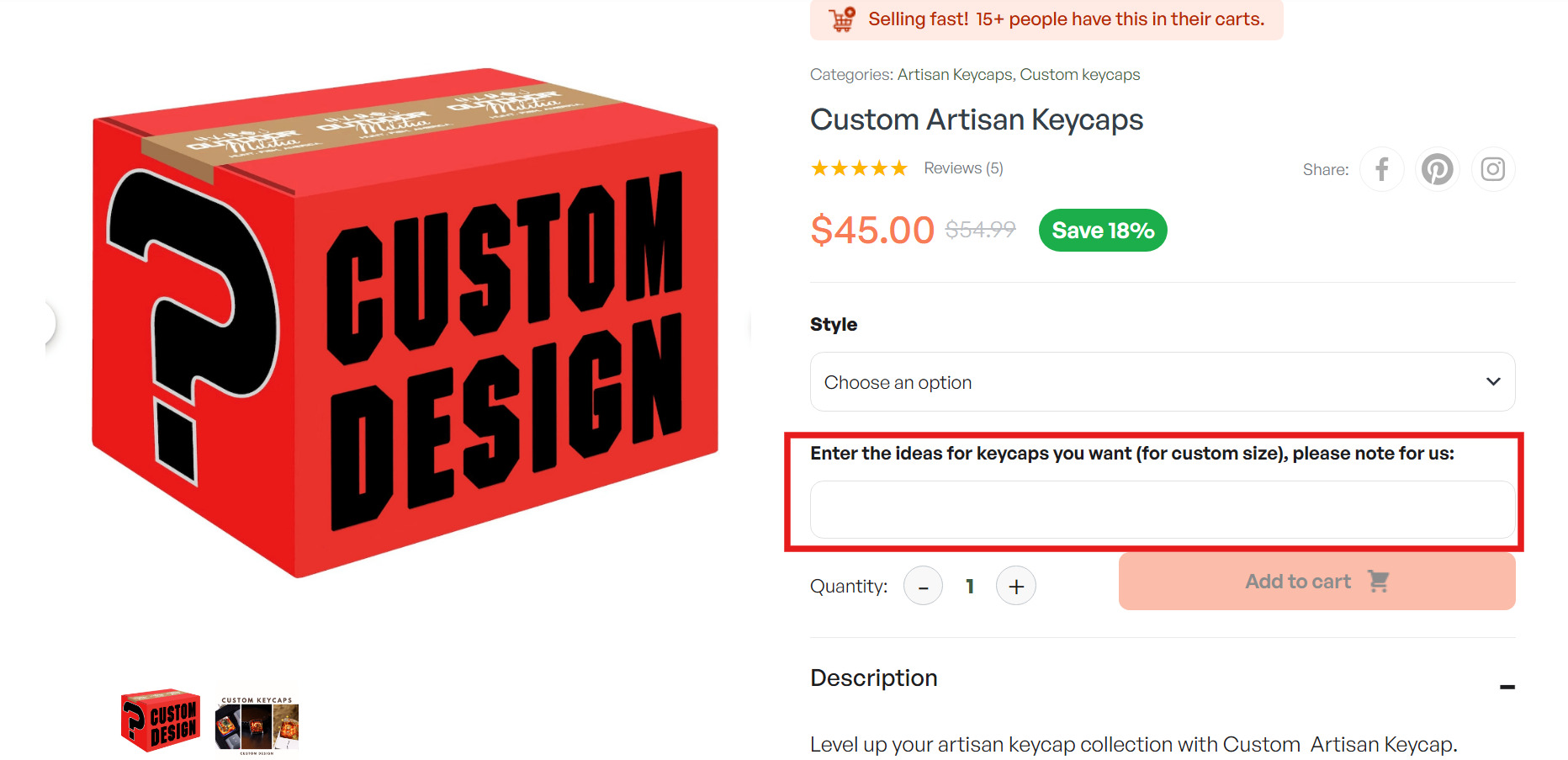 Ordering your custom artisan keycaps on Hirosart website