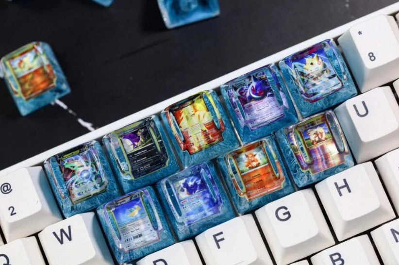 Custom Pokemon Card Artisan Keycap with exact scaled-down versions of the  Pokemon cards you want 